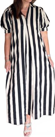 Pinch Design Monochrome Midi Dress In Black Stripe
