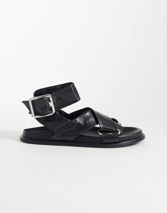 Asos Forrest - Sandali con plantare premium in pelle nera-Nero