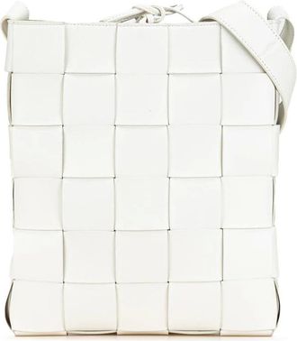 Bottega Veneta Pre-owned Cross Body Bags, female, White, Size: ONE SIZE Pre-owned Nappa Intrecciato Cassette Messenger