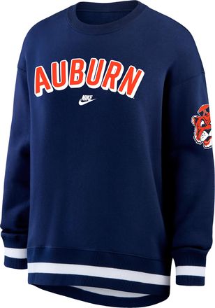 Nike Auburn Legacy Phoenix Nike Womens College Oversized Pullover Crew in Blue | 040H044PAUV-CGZ
