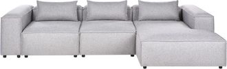 Beliani Beliani - Sof&aacute; Esquinero Izquierdo Moderno 4 Plazas Modular Tapizado De Tela Gris Brande