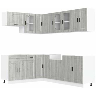 vidaXL Vidaxl - Mueble Cocina Porto Sonoma Gris 11 Pzas Madera Contrachapada