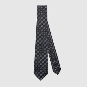 Gucci Horsebit Silk Jacquard Tie, Black, Silk