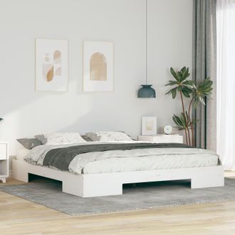 Berkfield Home Floor Bed Frame with Storage White 200 x 200 cm Solid pine wood