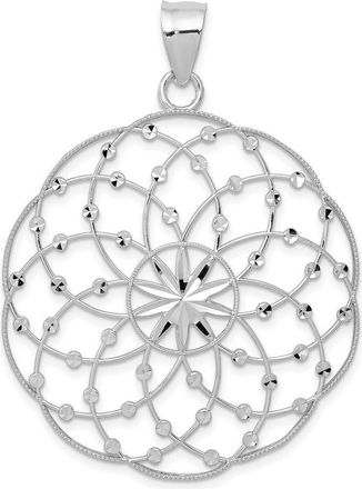 Diamond2Deal 14k White Gold Diamond Cut Sphere Pendant