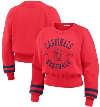 WEAR by Erin Andrews Womens WEAR by Erin Andrews Red St. Louis Cardinals Vintage Washed Cropped Pullover Sweatshirt at Nordstrom, Size Xx-Large