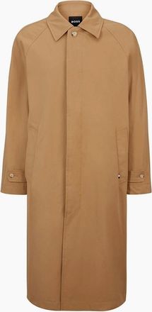 HUGO BOSS Mens Solid Patterned Regular Fit Overcoat - Cream - Size: 42/Regular