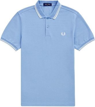Fred Perry Mens Rib Knit Collared Polo Shirt (Sky Blue) Cotton - Size X-Small