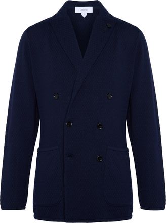 Lardini Black Knitted Double-Breasted Cotton Jacket