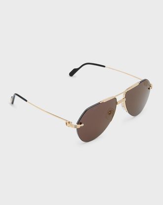 Cartier Men & apos;s Metal Aviator Sunglasses