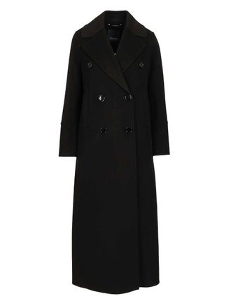 Max Mara Custodi Long Double Breasted Coat With Martingale Coats Nero-Donna