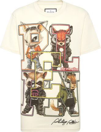 Philipp Plein Round Neck T-Shirt College Animals Outline