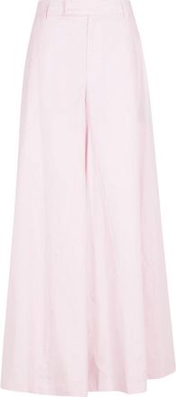 Federica Tosi Pantalone 5 Tasche Wide in Popeline - Dames - Wijde Broeken - Roze - S - Katoen - Broeken