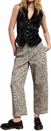 Mimosa Leopard Print Barrel Leg Denim Jeans In Grey
