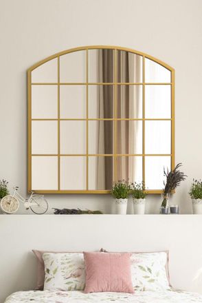 MirrorOutlet Gold Framed Arched Window Leaner/Wall Mirror 39 X 39 (100x100CM) | Size: 1 Pack