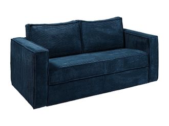 Vente-Unique Vente-unique - Divano Letto 4 Posti A Ribalta Letto Con Doghe Larghe 160 Cm Materasso 14 Cm In Velluto Coste Blu - Loreto