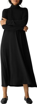 Eileen Fisher Long Sleeve Jersey Maxi Dress in Black at Nordstrom, Size Xx-Small