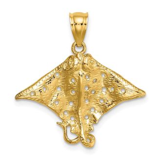 Diamond2Deal 14k Yellow Gold Spotted Eagle Ray with Holes Charm Pendant