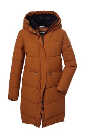 Killtec Killtec Womens Kow 16 Wmn Qltd Prk Quilted Parka in Down Look with Hood, Dark Curry, 40