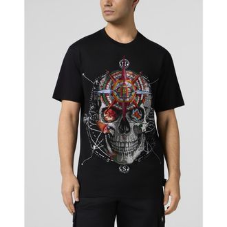 Philipp Plein Round Neck T-Shirt Wind Rose Skull Stones Men in Black at Nordstrom, Size Xx-Large