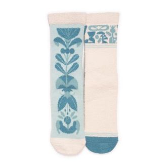 Muk Luks Cozy Compression Gripper Crew Socks 2 Pair Pack in Blue/vanilla at Nordstrom
