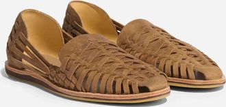 Nisolo Womens Nisolo Huarache Sandal Brown Leather Round Toe Slip On GAL1808