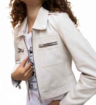 Mauritius Shala Leather Jacket In Off White