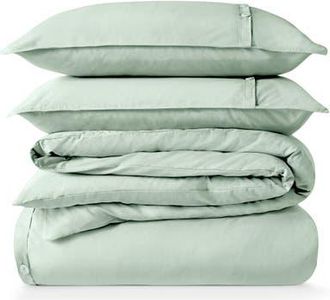 Bare Home 100% Organic Cotton Percale Duvet Cover and Sham Set in Willow at Nordstrom, Size California King