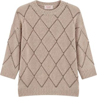 Marella Emmumile Truien - Dames - Truien - Beige - Maat: M Wol
