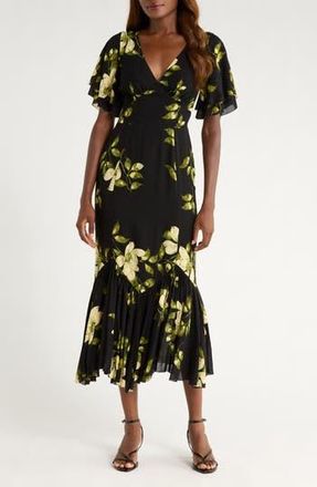 Reformation Salvia Floral Flutter Sleeve Mermaid Dress in Mood For Love at Nordstrom Rack, Size 8