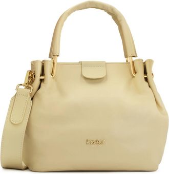 Kazar Elegante cr&egrave;mekleurige handtas met een vouw bij de handvatten - Dames - Handtassen - Beige - ONE Size - Leer - Tassen