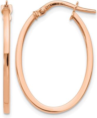 Diamond2Deal 10K Rose Gold Polished Oval Hoop Earrings
