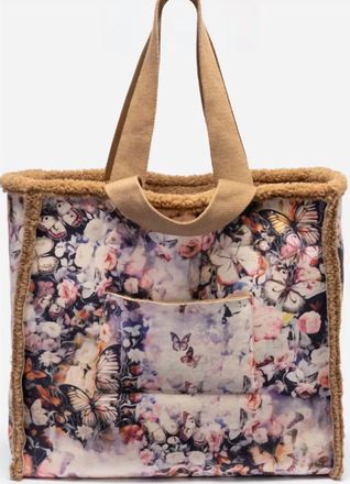 Johnny Was Zaria Faux Suede Tote Bag In Butterfly Pattern