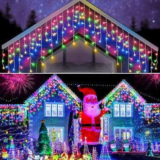 OEM Guirnalda De Luces Tipo Cortina, 10 M, 300 Led, Luces Navide&ntilde;as Para Exteriores, 8 Modos, Resistente Al Agua Ip44, Ideal Para Balc&oacute;n, Azotea, Navidad,