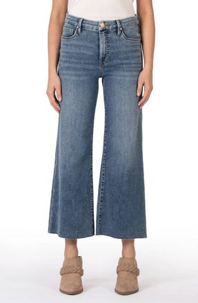 Kut from the Kloth Meg Fab Ab Wide Leg Raw Hem Jean In Gripping