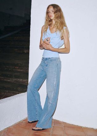 Mango Jeans wide leg lucidi blu medio - Donna - 36 - MANGO