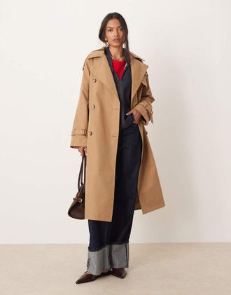 Glamorous Trench marrone cammello lungo