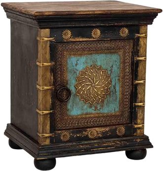 Wanderlust Deco Mesita De Noche De Madera Artesanal Negra 50x40x59h Cm