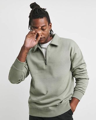 Jacamo 1/4 Zip Relaxed Fit Polo Sweatshirt