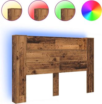 vidaXL Cabecero De Almacenamiento Con Led Madera Envejecida 160 Cm Vidaxl