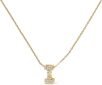 House of Brilliance 10K Gold Diamond Accent A-Z Initial Bubble Pendant Necklace