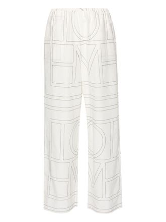 Toteme Pantaloni con ricamo monogramma - Bianco