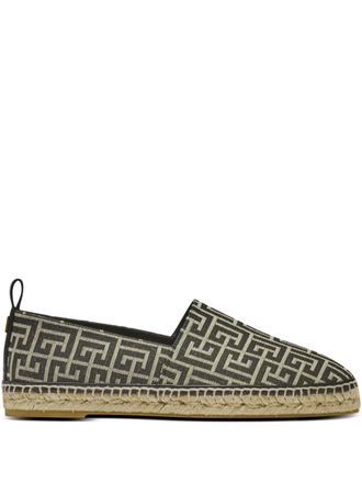 Balmain monogram-jacquard espadrilles - men - Polyester/Fabric/Rubber/Cotton - 43 - Black