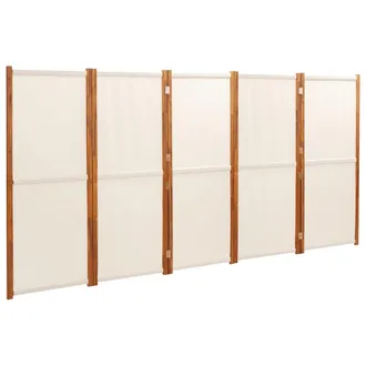 vidaXL Partition/biombo Con 5 Paneles 350x180 Cm De Crema Blanca - 346246