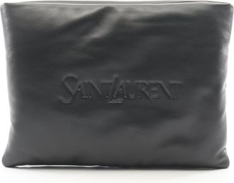 Saint Laurent Black Leather Clutch Bag Pouch (Pre-Owned)