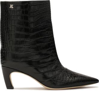 Kazar Moderne laarzen met brede schacht - Dames - Laarzen met Hak - Zwart - 40 EU - Leer - Schoenen