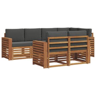 vidaXL Conjunto De Sof&aacute; Seccional Con Coj&iacute;n 7 Pcs Natural Y Antracita Vidaxl