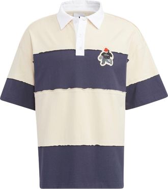 adidas x CHARR Short Sleeve Polo Shirt Cream White Navy HR3467