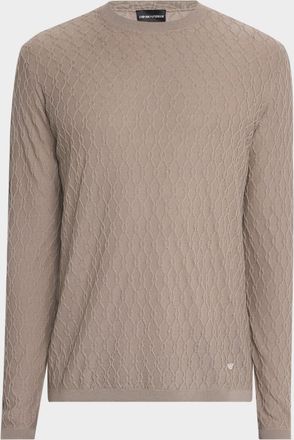Emporio Armani Mens Wool Textured Crewneck Sweater
