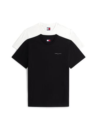 Tommy Jeans T-Shirt TOMMY JEANS TJM SLIM FIT LINEAR 2PACK, Herren, Gr. 4XL, ecru, schwarz, Single Jersey, Obermaterial: 100% Baumwolle, slim fit, Rundhals, Shirts